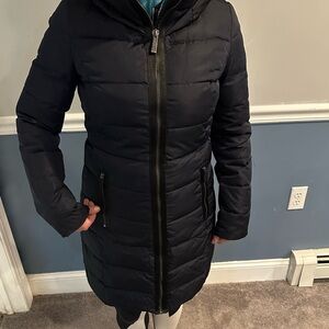 Beautiful soft/stylish Michael Kors full length jacket. Dark navy.  Like new